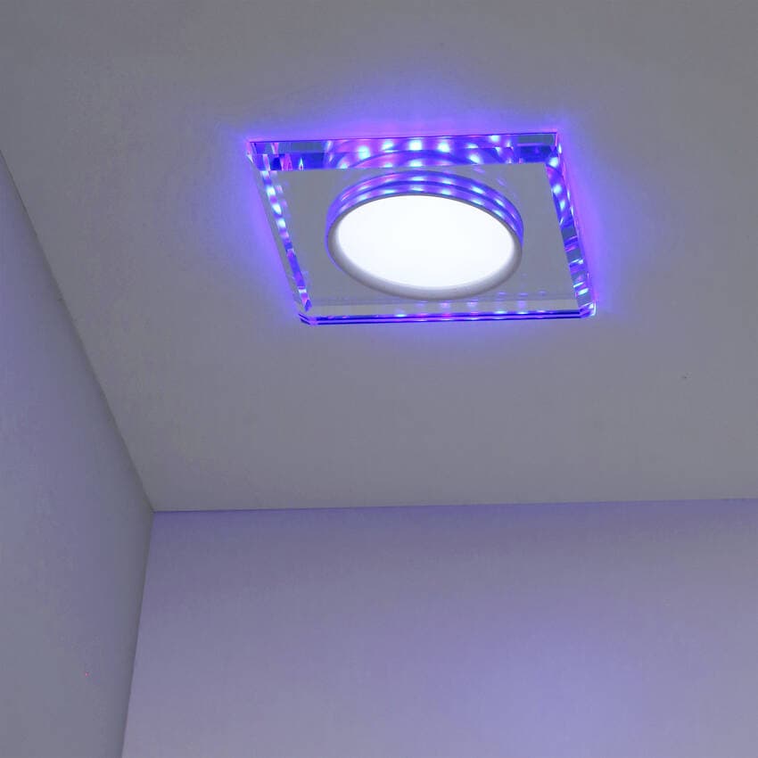 Stropné svietidlo chróm/modré štvorcové LED SSP-22