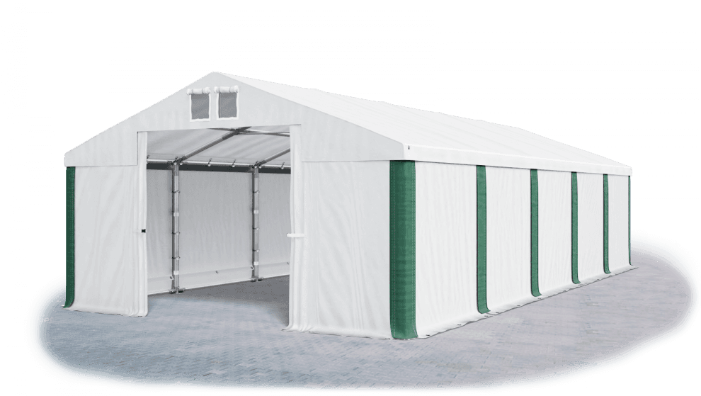 Skladový stan 5x10x2,5m strecha PVC 560g/m2 boky PVC 500g/m2 konštrukcie ZIMA PLUS Bílá Bílá Zelená
