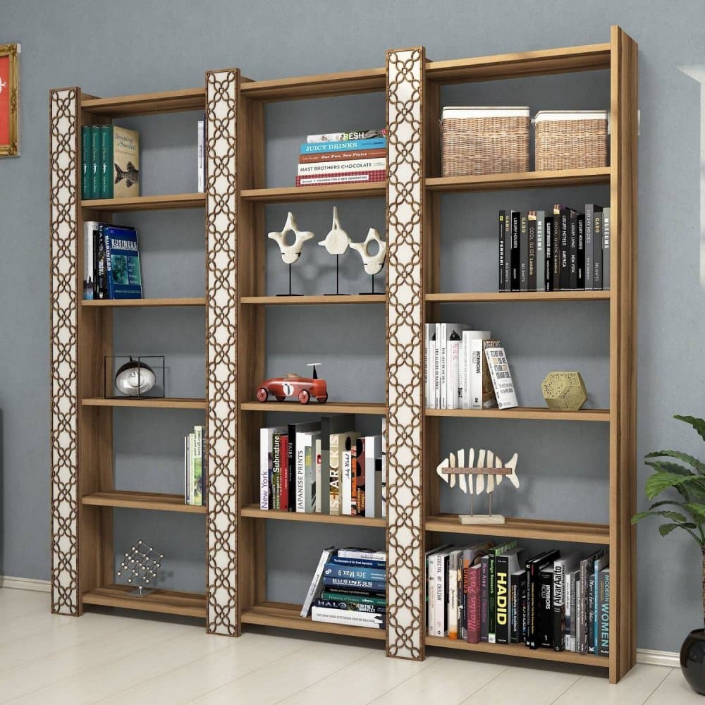 Knižnica City 3 - Walnut, Cream