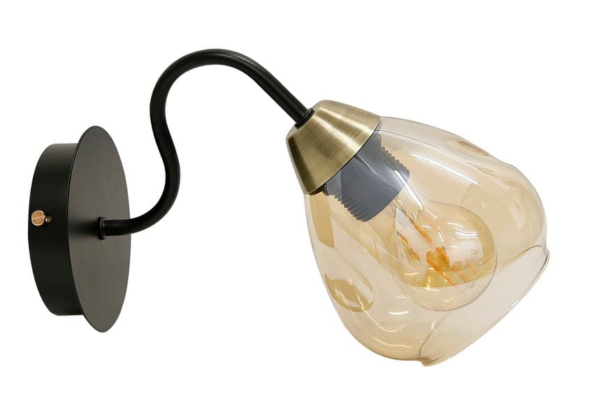 Nástenná lampa čierna/zlaté sklo dymové 1xE27 Unica