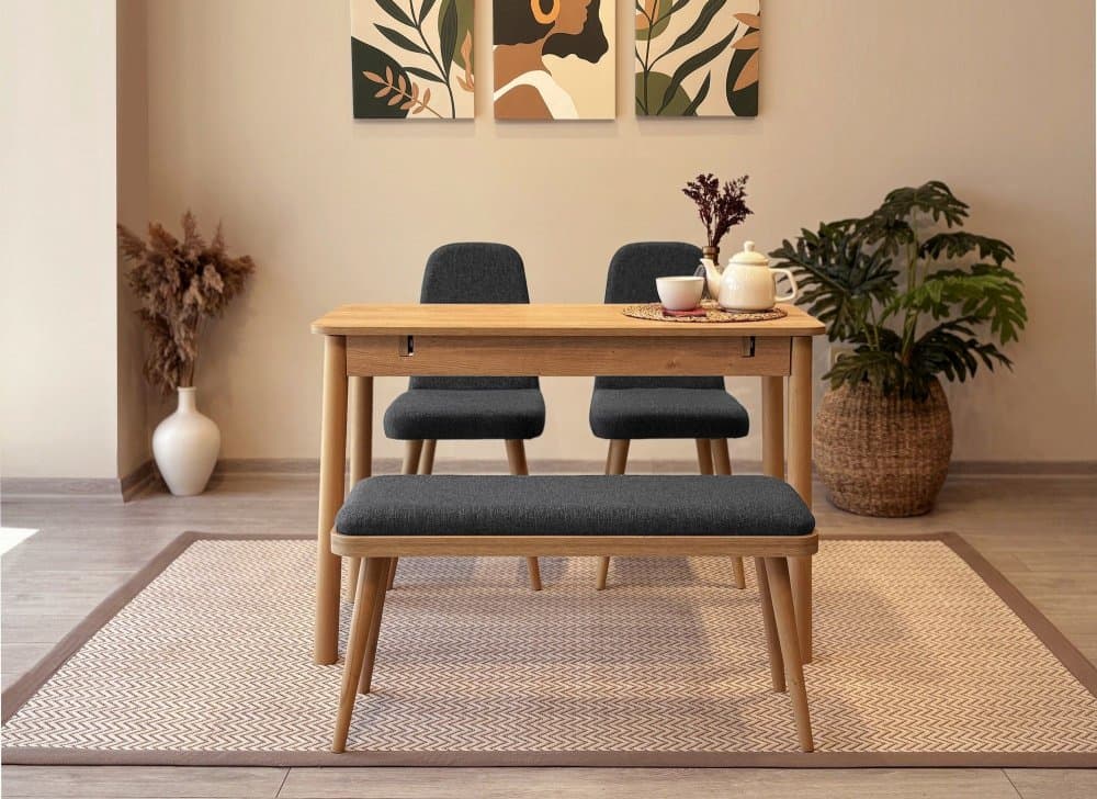 Jedálenský set s rozkladacím stolom a stoličkami (4 kusy) Vina Mini 01 1053 - Oak, Anthracite