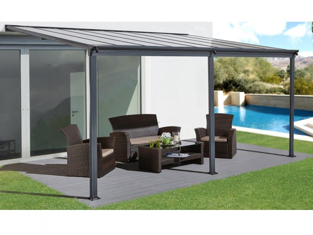 Hliníková pergola 4,35x3 m WALL 43 antracit Lanitplast