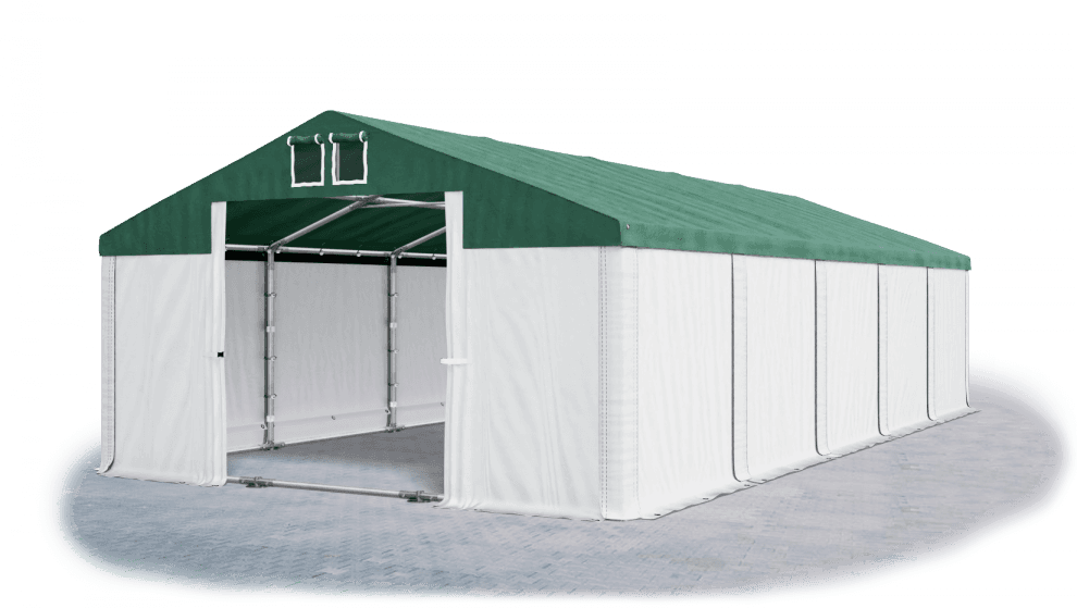 Skladový stan 5x10x2,5m strecha PVC 560g/m2 boky PVC 500g/m2 konštrukcie ZIMA PLUS Zelená Bílá Bílá