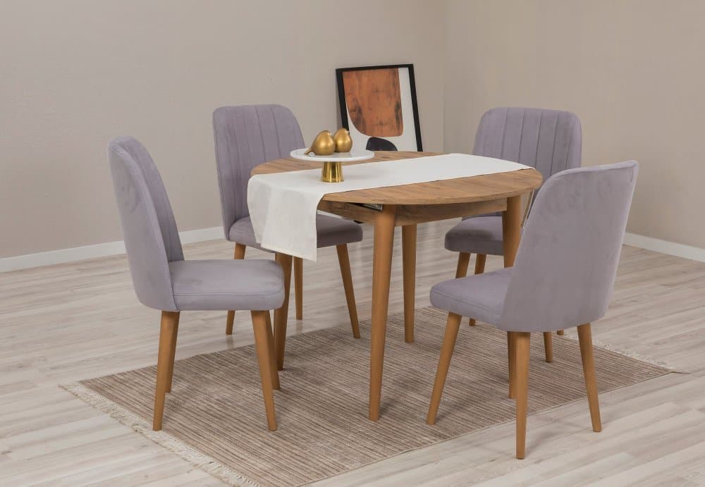 Jedálenský set s rozkladacím stolom a stoličkami (5 kusov) Vina 0701 - Atlantic Pine, Grey