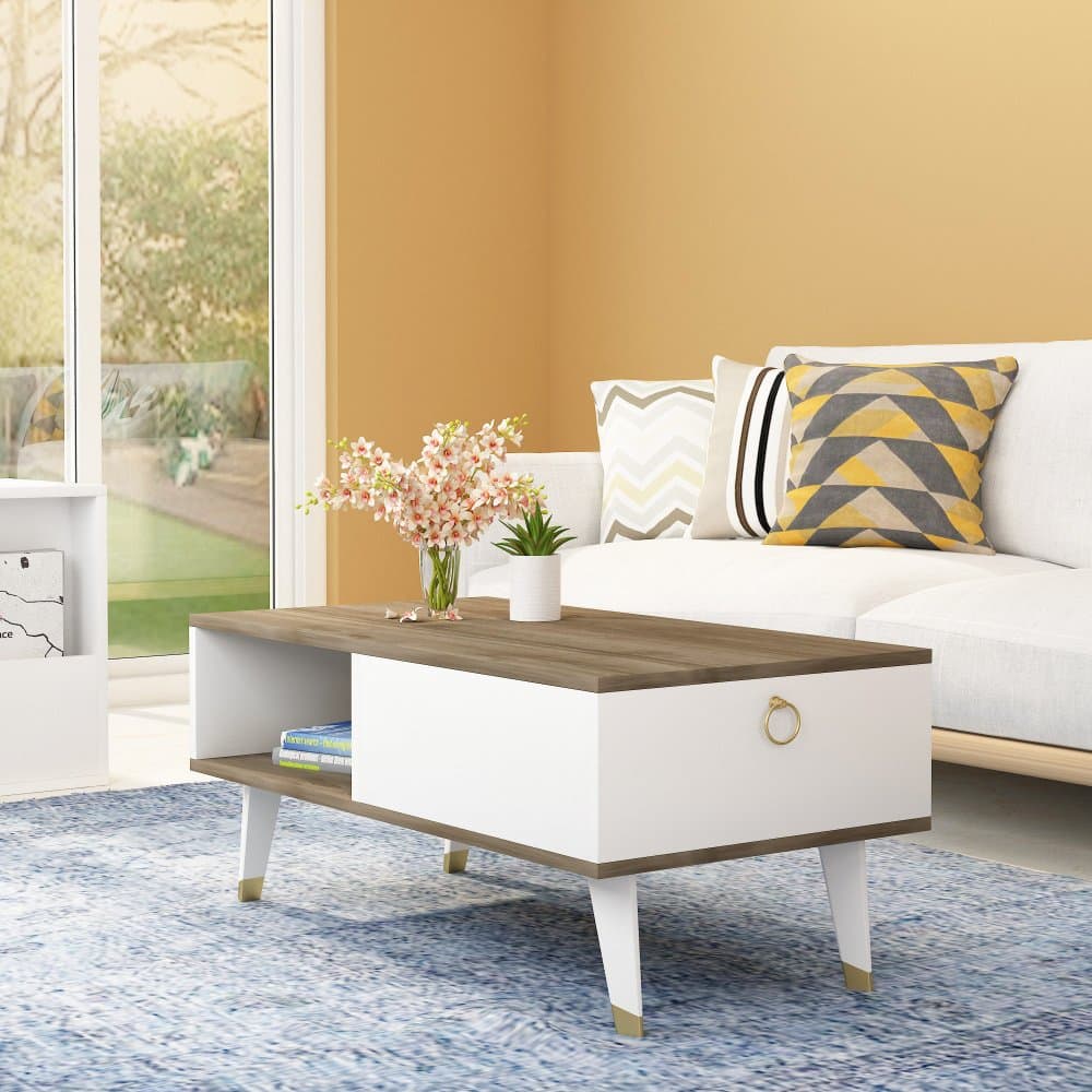 Konferenčný stolík Delux - Walnut, White