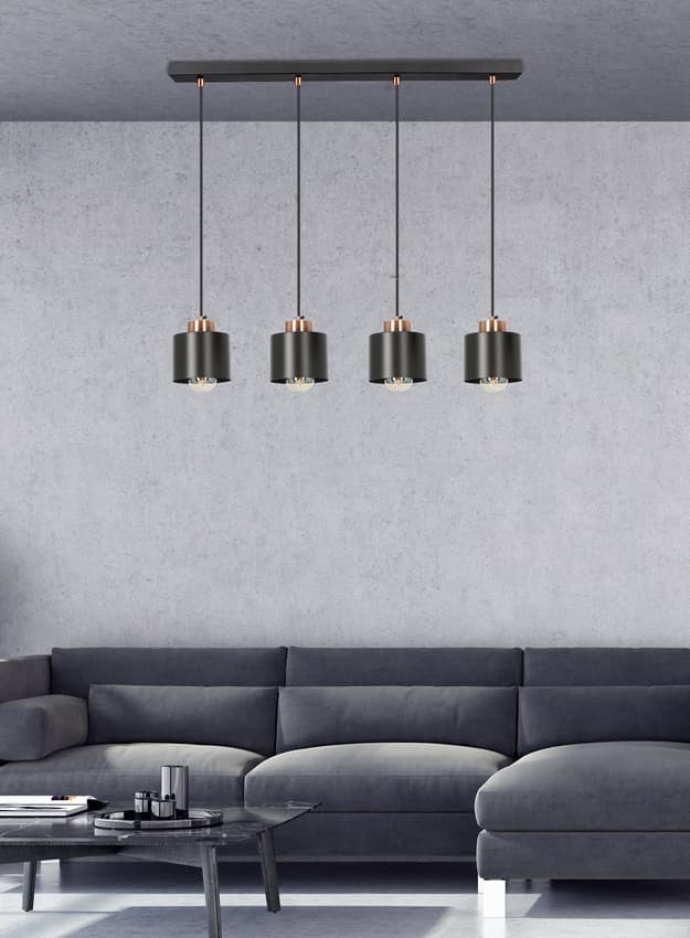 Závesná lampa čierna 4xE27 Olena