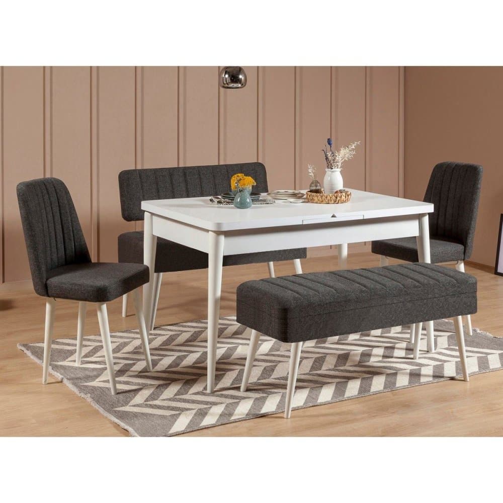 Jedálenský set s rozkladacím stolom a stoličkami (5 kusov) Vina 1053 - 4 - Anthracite, White