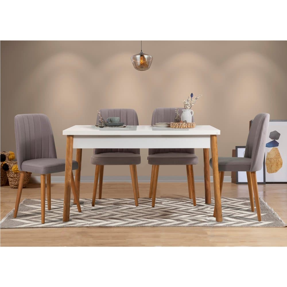Set stola a stoličiek (5 kusov) Costa White Atlantice-Grey