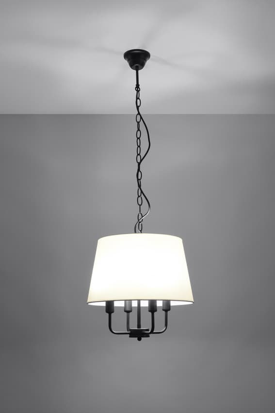Závesná lampa Pasteri matná čierna 4x40W e14 béžové tienidlo