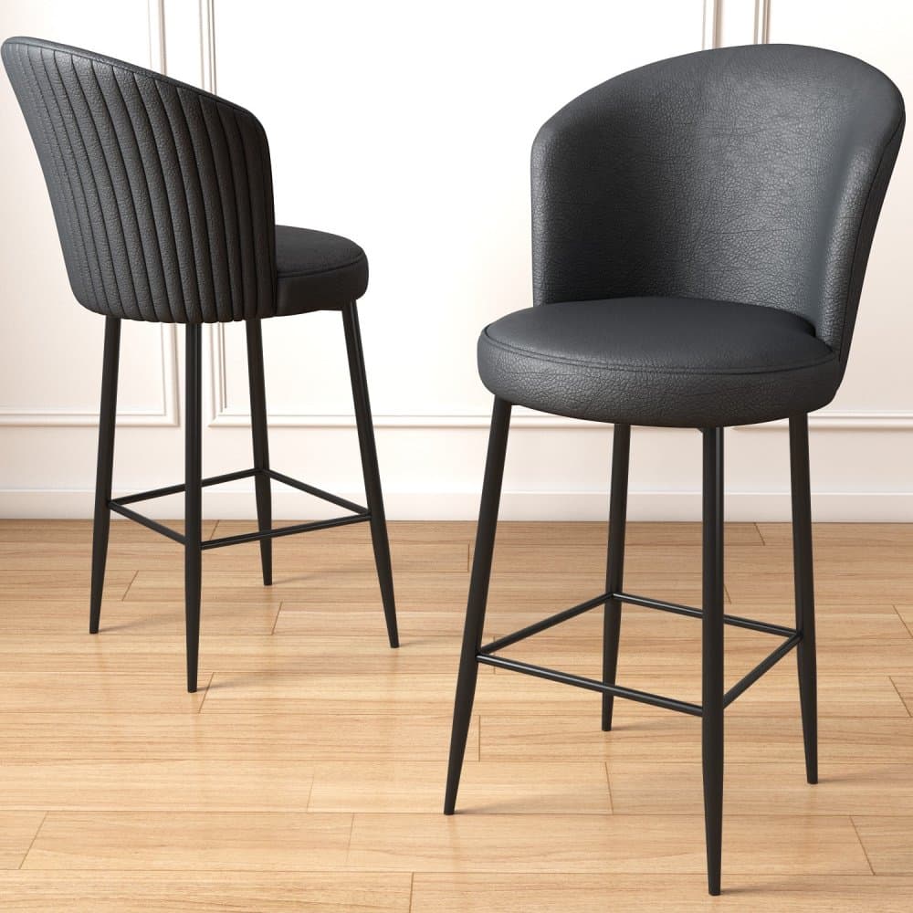Bar Stool Set (6 Pieces) Uras - Anthracite, Black