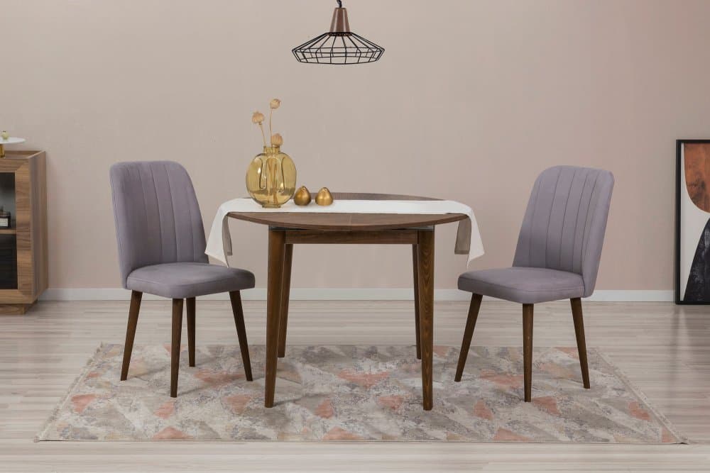 Jedálenský set s rozkladacím stolom a stoličkami (3 kusy) Vina 0701 - Walnut, Grey