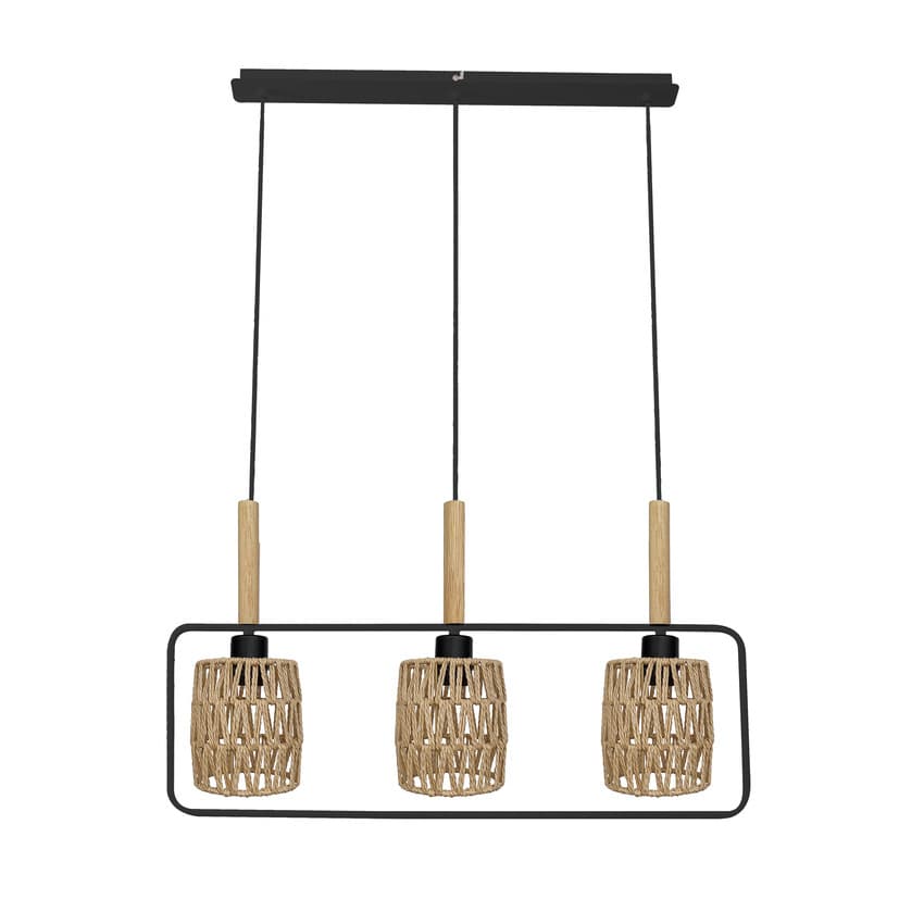 Závesná lampa Crown, čierna, 3x40W, E27, béžové tienidlo