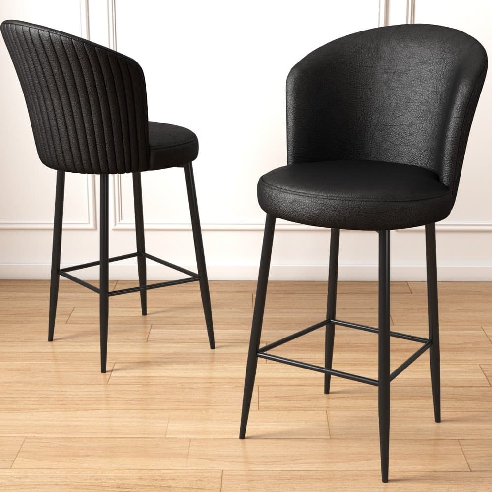 Bar Stool Set (6 Pieces) Uras - Black