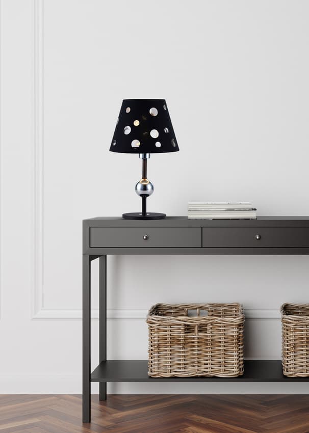 Čierna stolová lampa Batley Ledea s otvormi