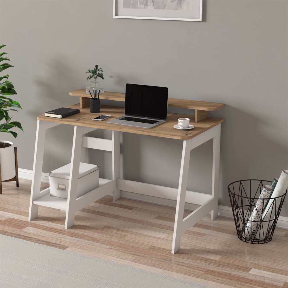 Písací stôl Country - White, Oak