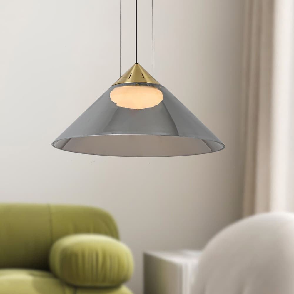 Lampa wisząca Presto 42 szklana złota z kloszem dymionym nad stół GX53