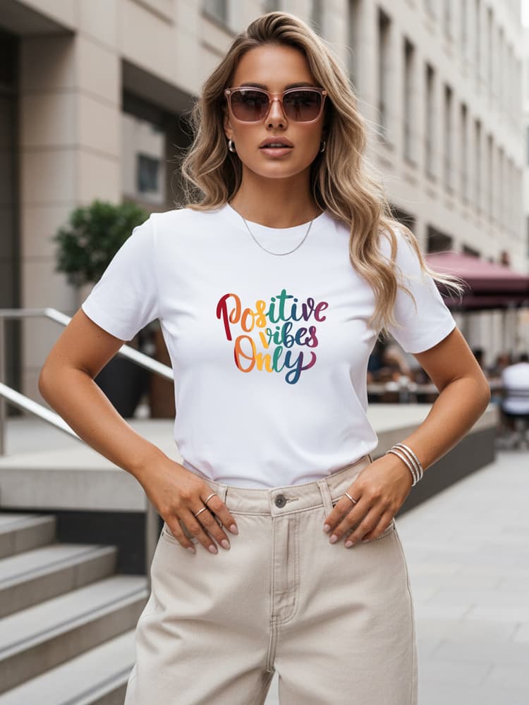 Dámske bavlnené tričko s modernou potlačou biele – Dstreet NX8010RY