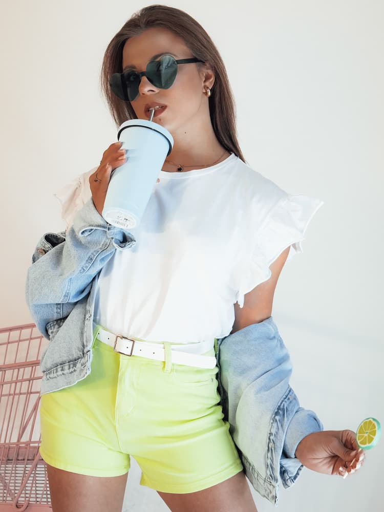 Dámske jeansové šortky GLAMWEAR biele SY0361