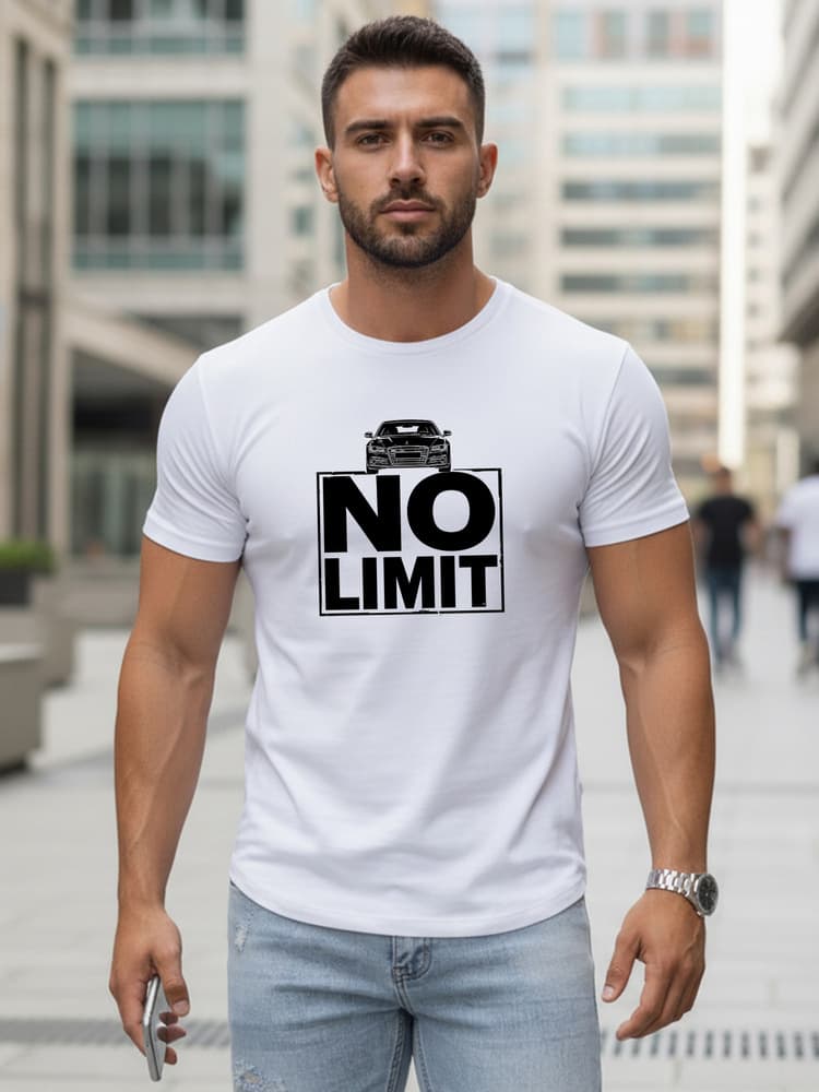 Pánske biele bavlnené tričko s potlačou No limit Dstreet NX0129R
