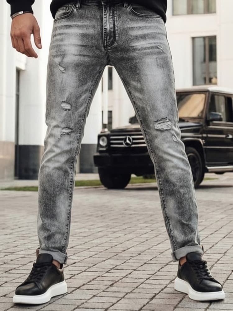Pánske šedé džínsové nohavice Dstreet UX4133