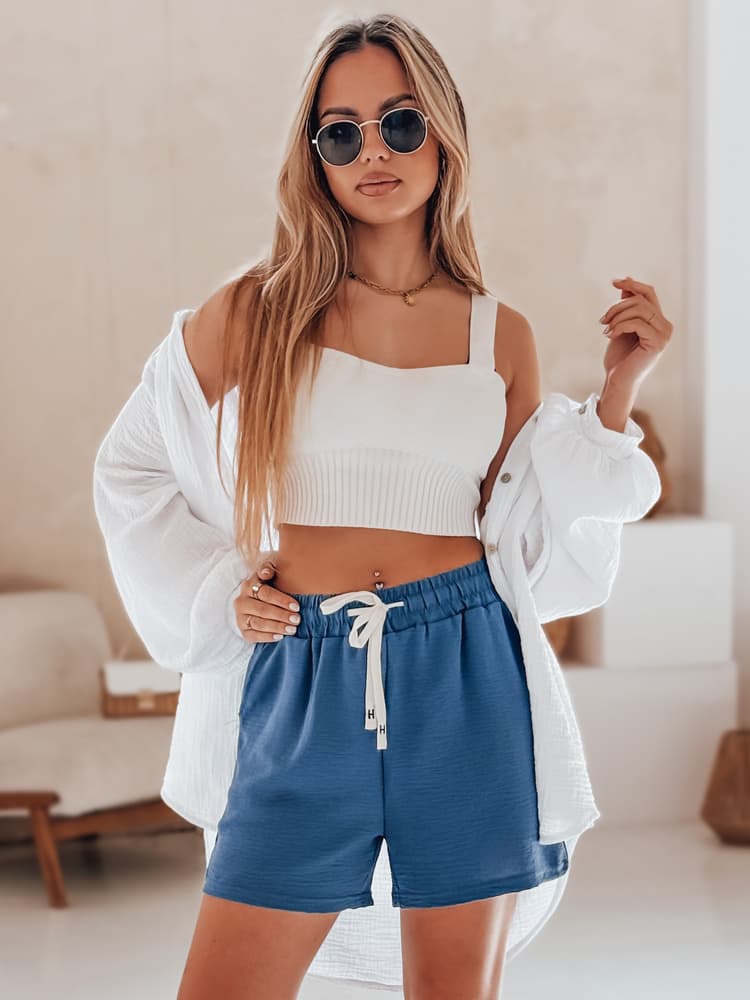 Dámske materiálové šortky HOT VIBE modré SY0440