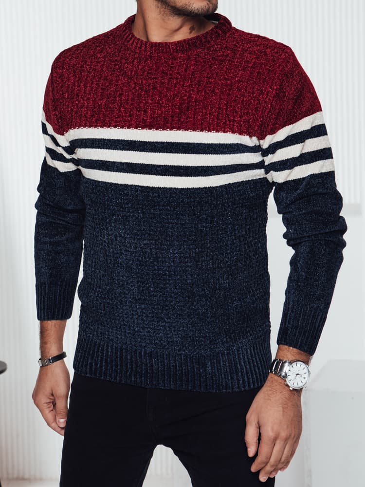 Pánsky tmavomodrý pruhovaný sveter Dstreet WX2229