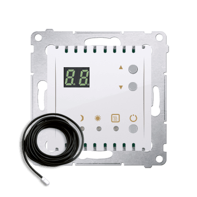 Termostat LCD priestorový s vonkajším senzorom 16(2)A/230V (SS) biela SIMON54Pre (simon)