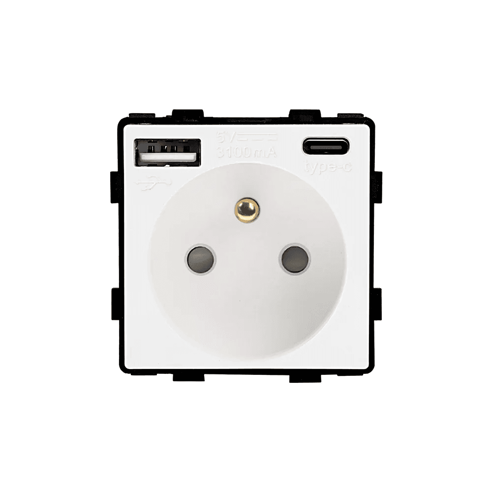 Revolo Touch el. zásuvka FR s USB A+C / 20W Fast charging – Biely modul