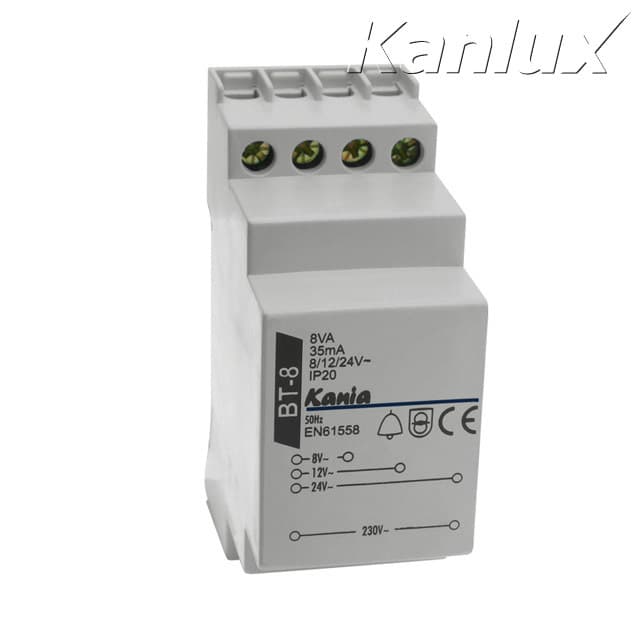 Transformátor zvončekový 8/12/24V 8VA IP20 DIN FTF-8-24 (Kanlux)