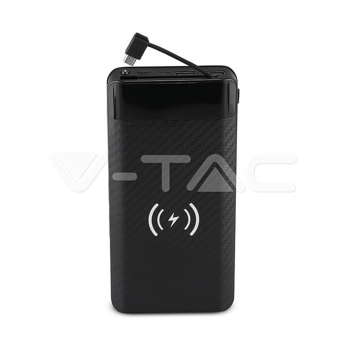 Powerbank so zabudovaným káblom Micro USB 20000mAh čierny VT-3058 (V-TAC)