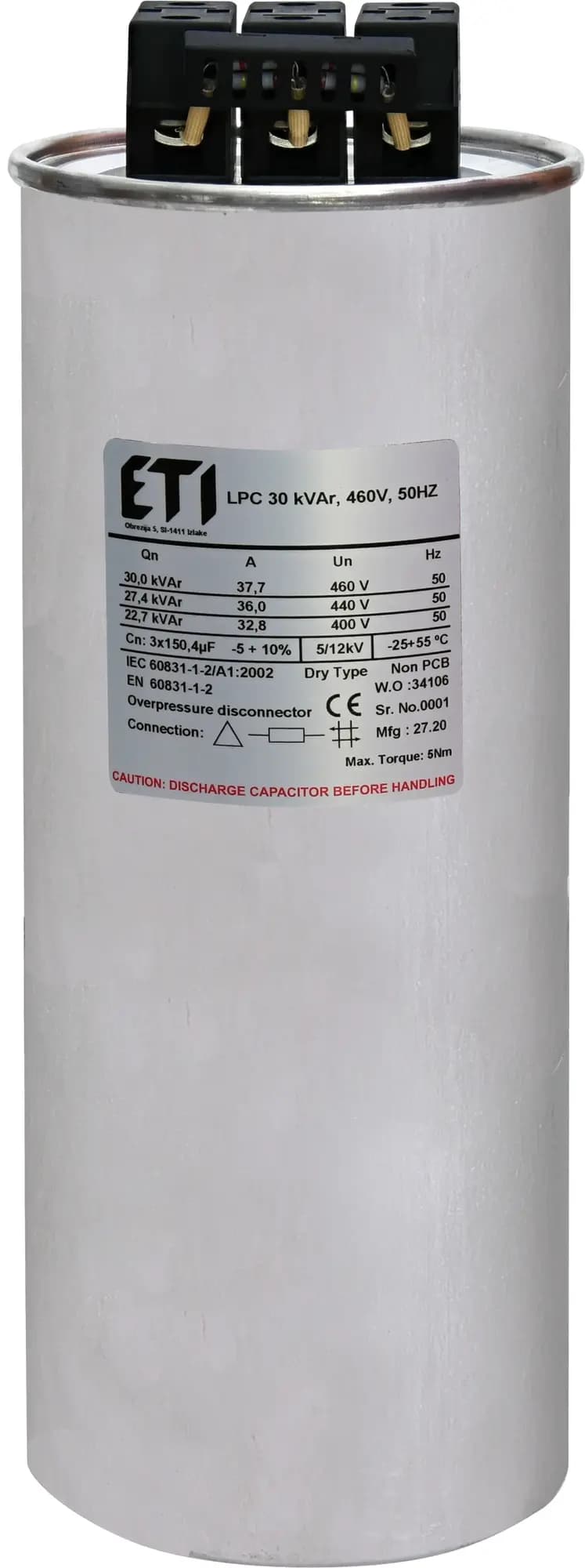 Kompenzačný kondenzátor LPC 30 kVAr, 460V, 50HZ (ETI)