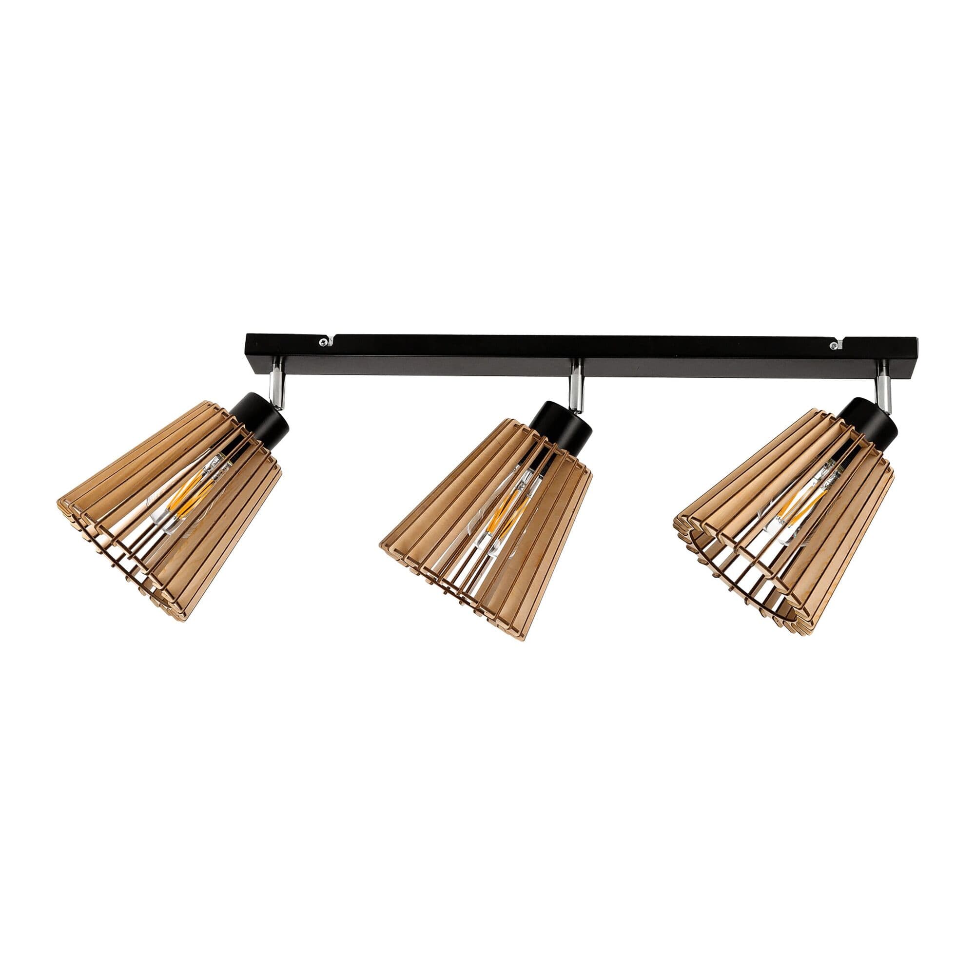 Nástenné svietidlo DELOS AD-LD-6406BE27D, 3x60W, E27, čierna/drevo (ORNO)