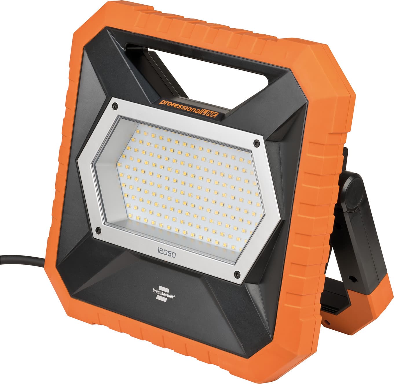 Reflektor stavebný LED 115W, 12700lm, oranžový so zásuvkou a 5m káblom (Brennenstuhl)