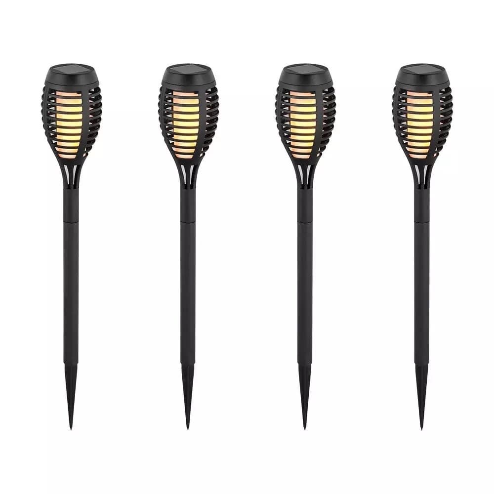 Záhradné LED solárne svietidlo imitácia plameňa 4ks, IP44, čierne VT-724 (V-TAC)