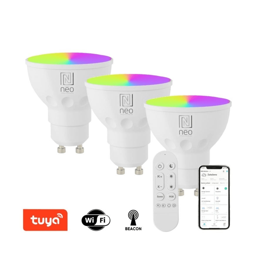 žiarovka LED 4,8W,GU10, RGB+CCT WiFi +DO Immax NEO LITE 3ks sada