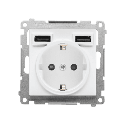 Zásuvka 2P+Z/16A/250V (PS) SCHUKO + 2xUSB biela matná SIMON55 (Simon)