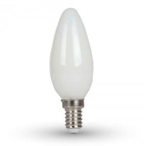 Žiarovka sviečková LED 4W, E14, 6400K, 350lm, 300°, Ra 80, vlákno, opál, VT-1924 (V-TAC)