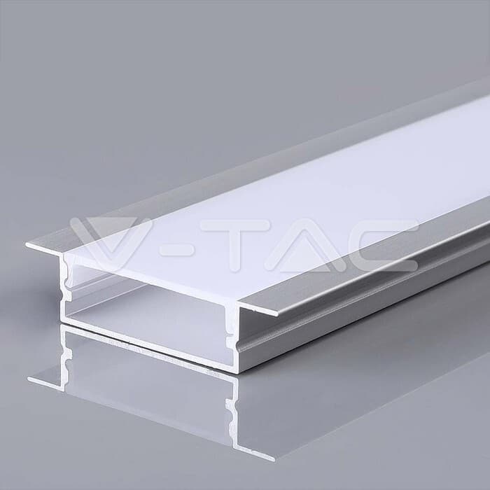 Montážna sada na LED pásik s hliníkovým difúzorom 2000 * 30 * 10 mm strieborná VT-8205 (V-