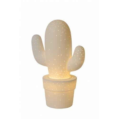 LUCIDE CACTUS Table Lamp Ceramic E14 H30.5 D20cm White, stolní lampa (Fulgur)