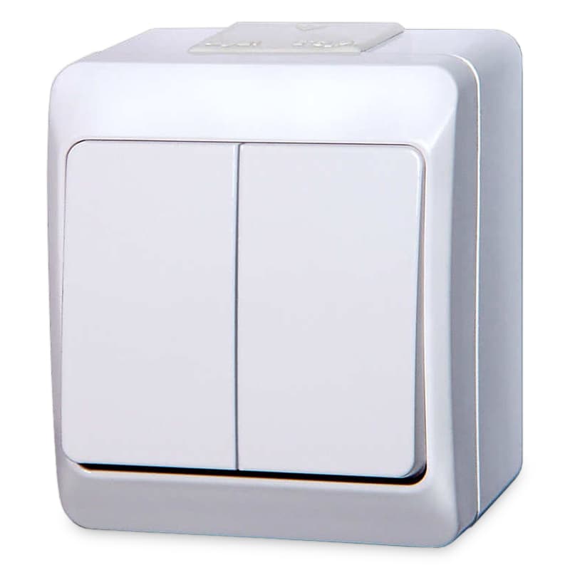 Dvojvypínač č.5, 250V, 10A, IP44, biely