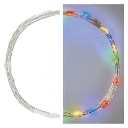 LED vianočná nano reťaz, 1,9 m, 2x AA, vnútorná, multicolor, časovač (EMOS)