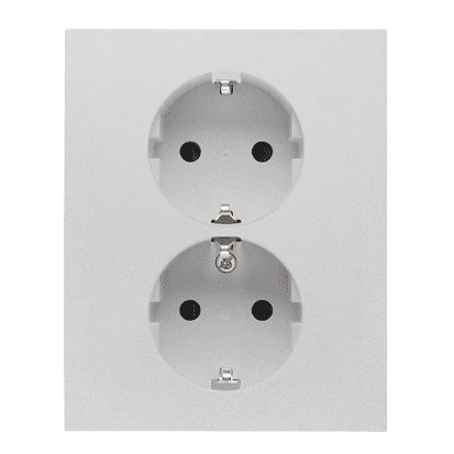 Dvojzásuvka 2P+Z/16A/250V (PS) SCHUKO, clonky - komplet matný hliník SIMON55 (Simon)