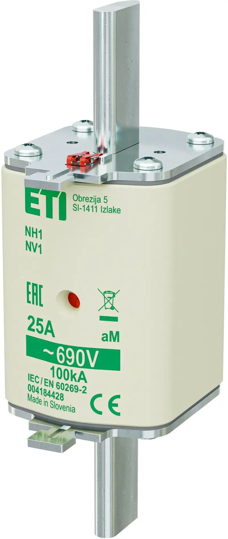 Nožová poistka NV/NH 1 25A aM 690V KOMBI (ETI)