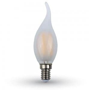 Žiarovka sviečková LED 4W, E14, 6400K, 350lm, 300°, Ra 80, vlákno, opál., VT-1927 (V-TAC)