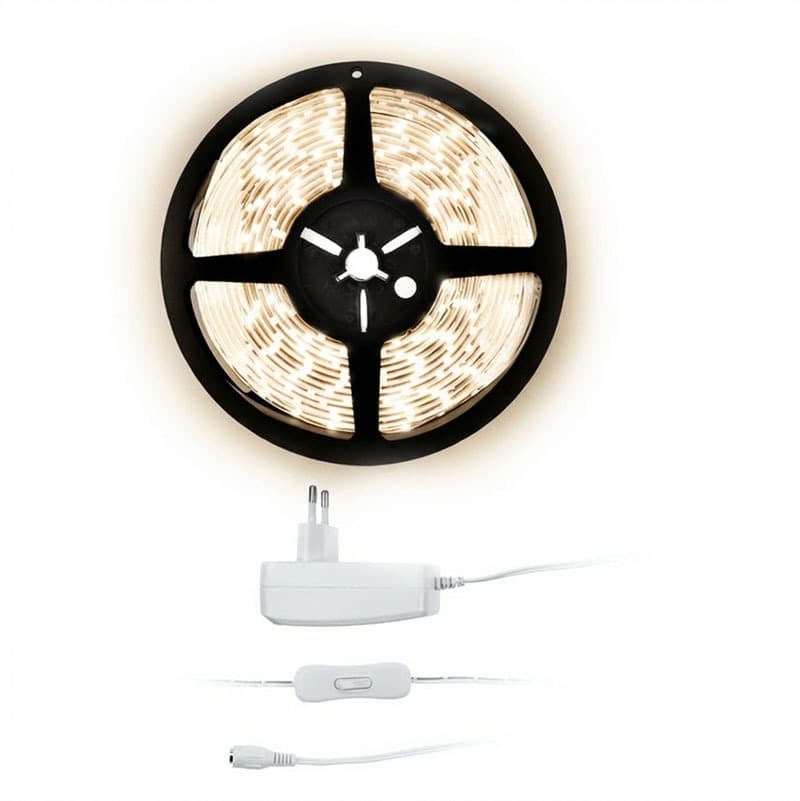 Solight LED svetelný pás s testrom, 5m, sada s 12V adaptérom, 4,8W/m, IP20, neutrálna biel