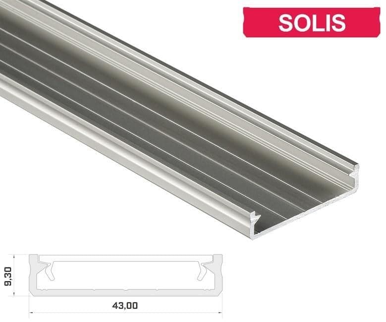 Profil LED Al, 43x9,3mm 2m PROF-SOLIS strieborná (14) cena ks