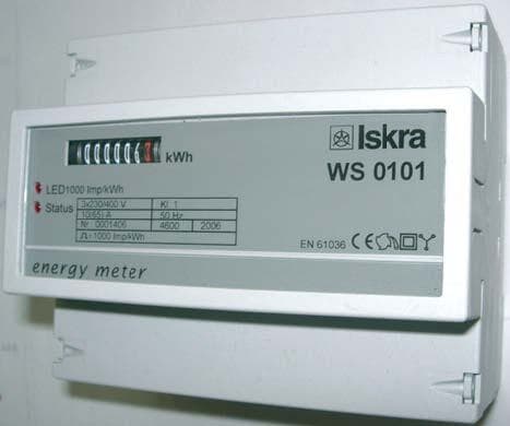 Elektromer trojfázový, mechanický 4u 63A 230V L-N 000, TYP : WS0101 (SEZ)