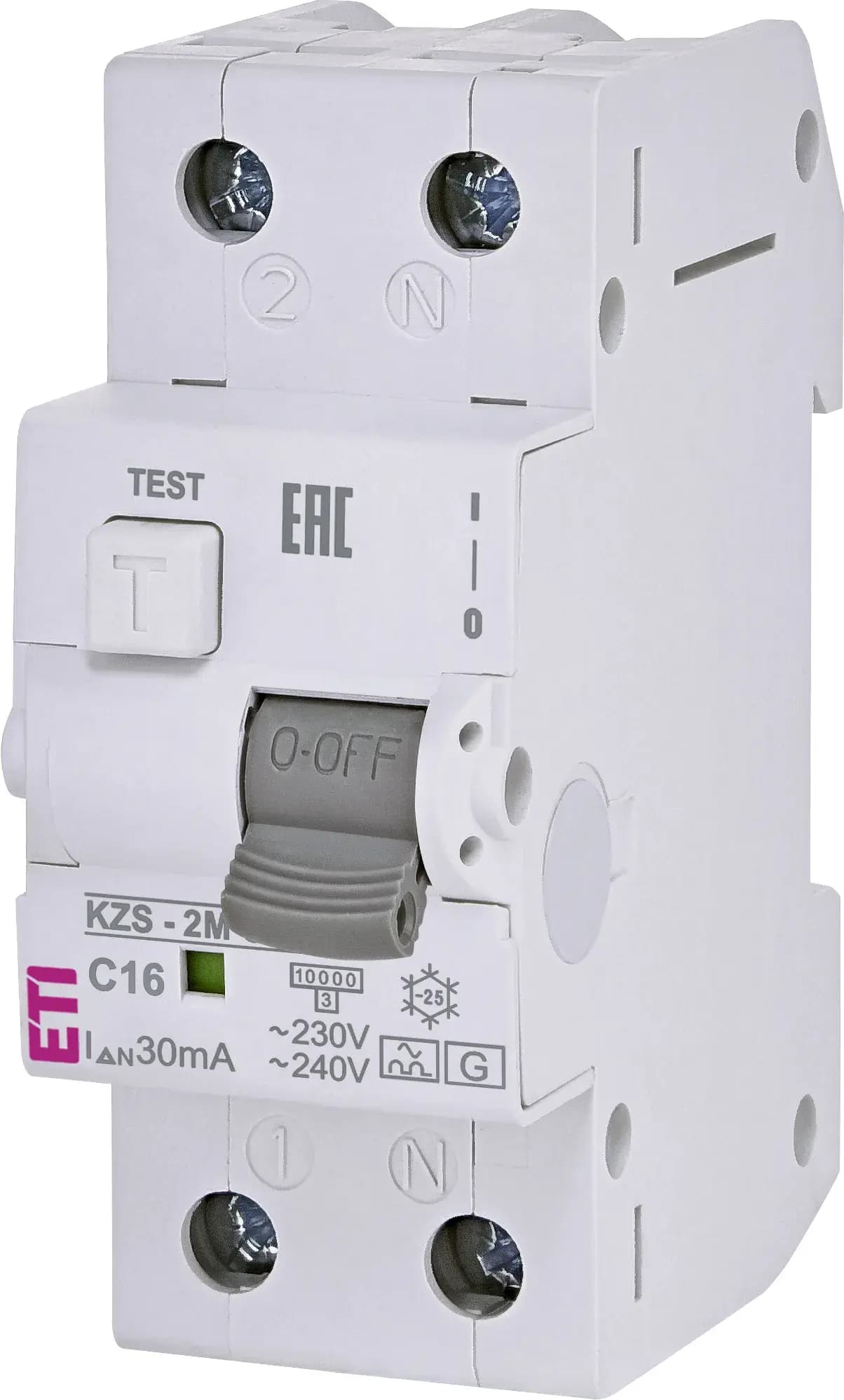 Chránič prúdový s nadprúdovou ochranou KZS-2M A G/KV C16/0,03 10kA (ETI)