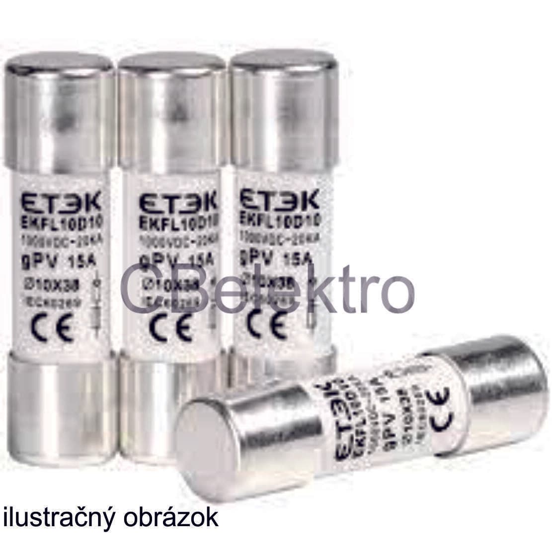 Valcová poistka pre solárne systémy CH10x38 12A 1000V DC EKFL10D (ETEK)