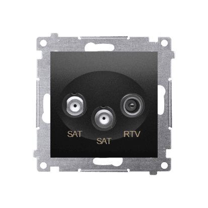 Anténna zásuvka SAT-SAT-RTV dvojitá satelitná, tlm.:1dB, čierny matný